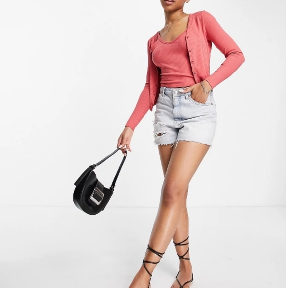 🆕️ Miss Selfridge 2 Piece Ribbed Cami & Cardi Set - Picture 3 of 4